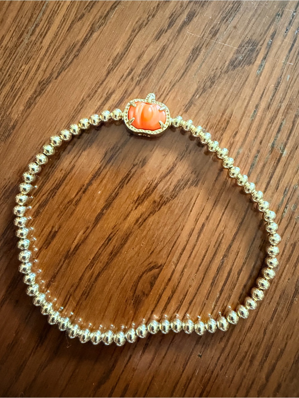 Kendra Scott Gold Beaded Bracelet with Orange Pumpkin Charm never worn